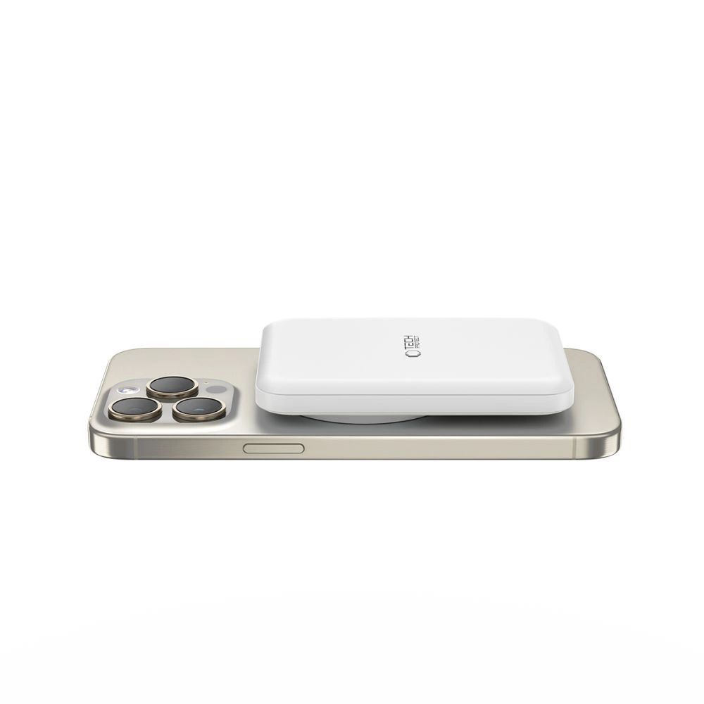 Tech-Protect LifeMag PB10 Powerbank MagSafe-val 5000mAh 15W USB-C port - fehér + USB-C kábel-1