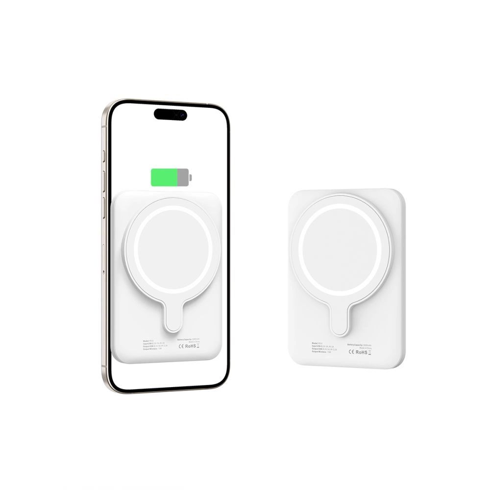 Tech-Protect LifeMag PB10 Powerbank MagSafe-val 5000mAh 15W USB-C port - fehér + USB-C kábel-2