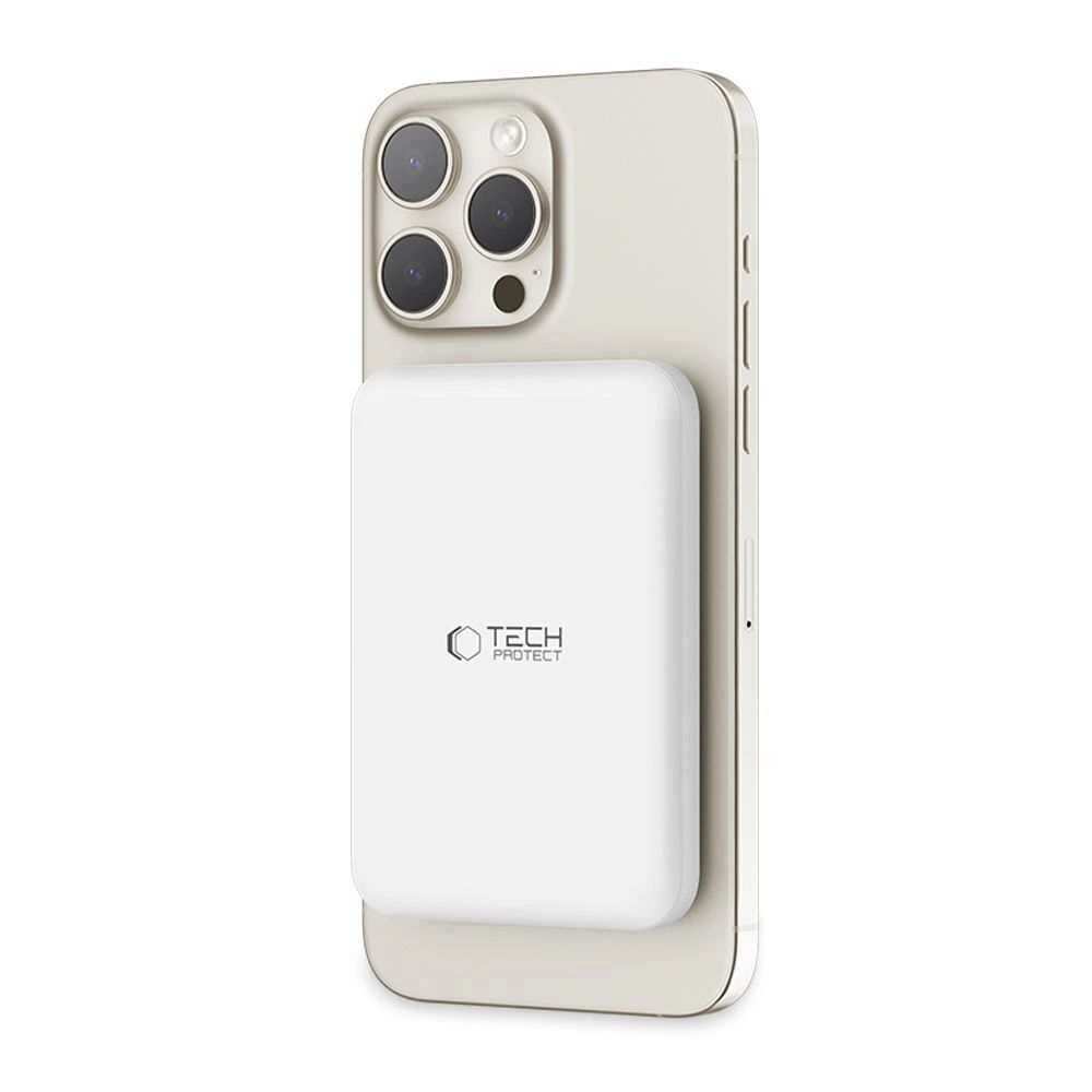 Tech-Protect LifeMag PB10 Powerbank MagSafe-val 5000mAh 15W USB-C port - fehér + USB-C kábel-8