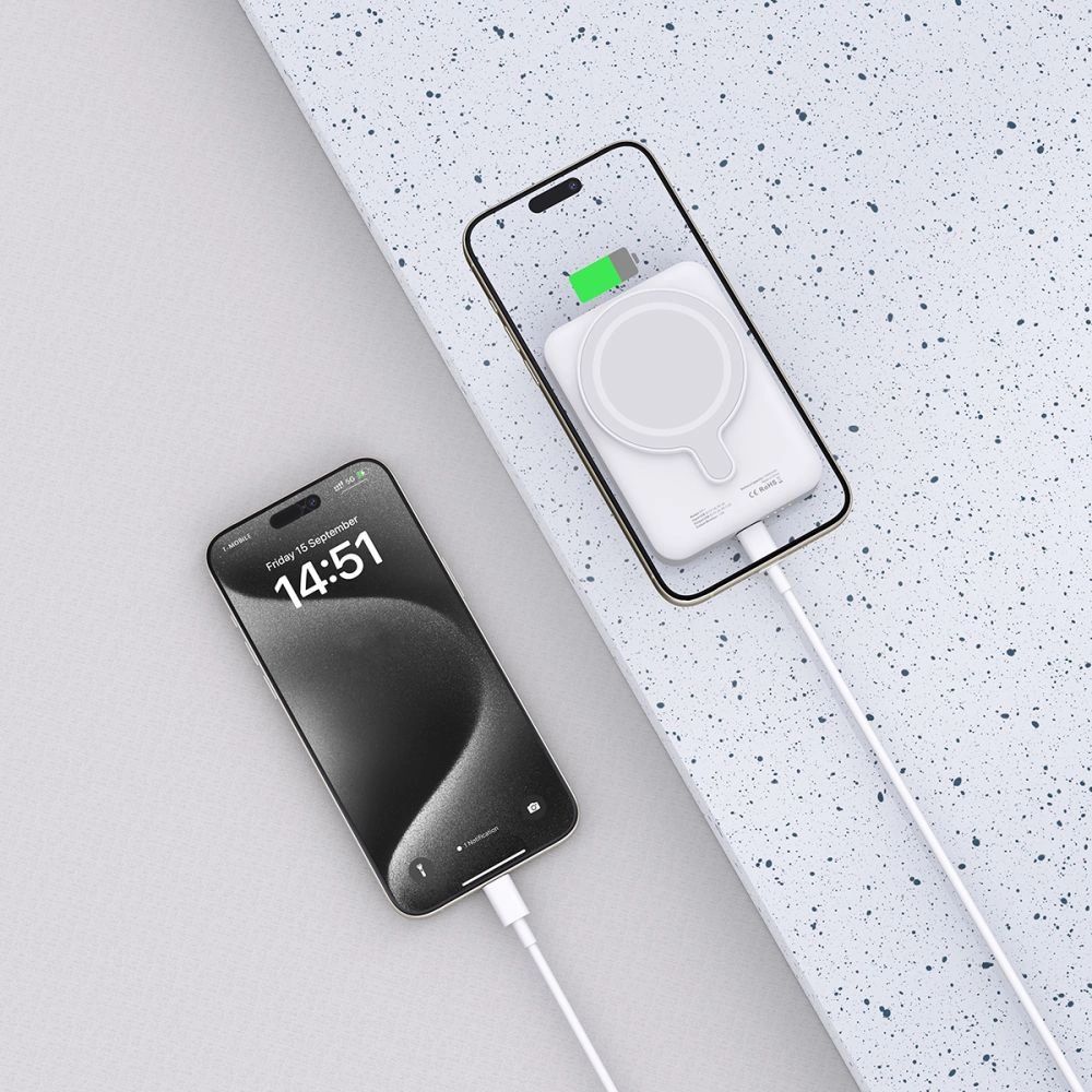 Tech-Protect LifeMag PB11 Powerbank MagSafe funkcióval 10000mAh 15W USB-C port - fehér + USB-C kábel-4