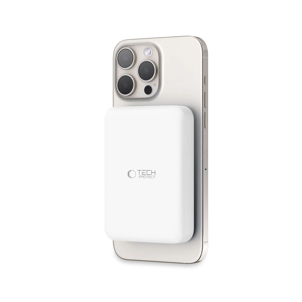 Tech-Protect LifeMag PB11 Powerbank MagSafe funkcióval 10000mAh 15W USB-C port - fehér + USB-C kábel-8