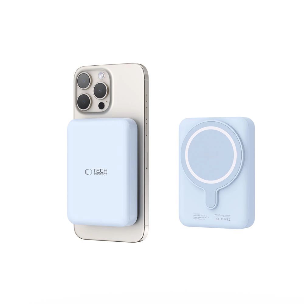 Tech-Protect LifeMag PB11 Powerbank MagSafe funkcióval 10000mAh, 15W USB-C port - kék + USB-C kábel-3