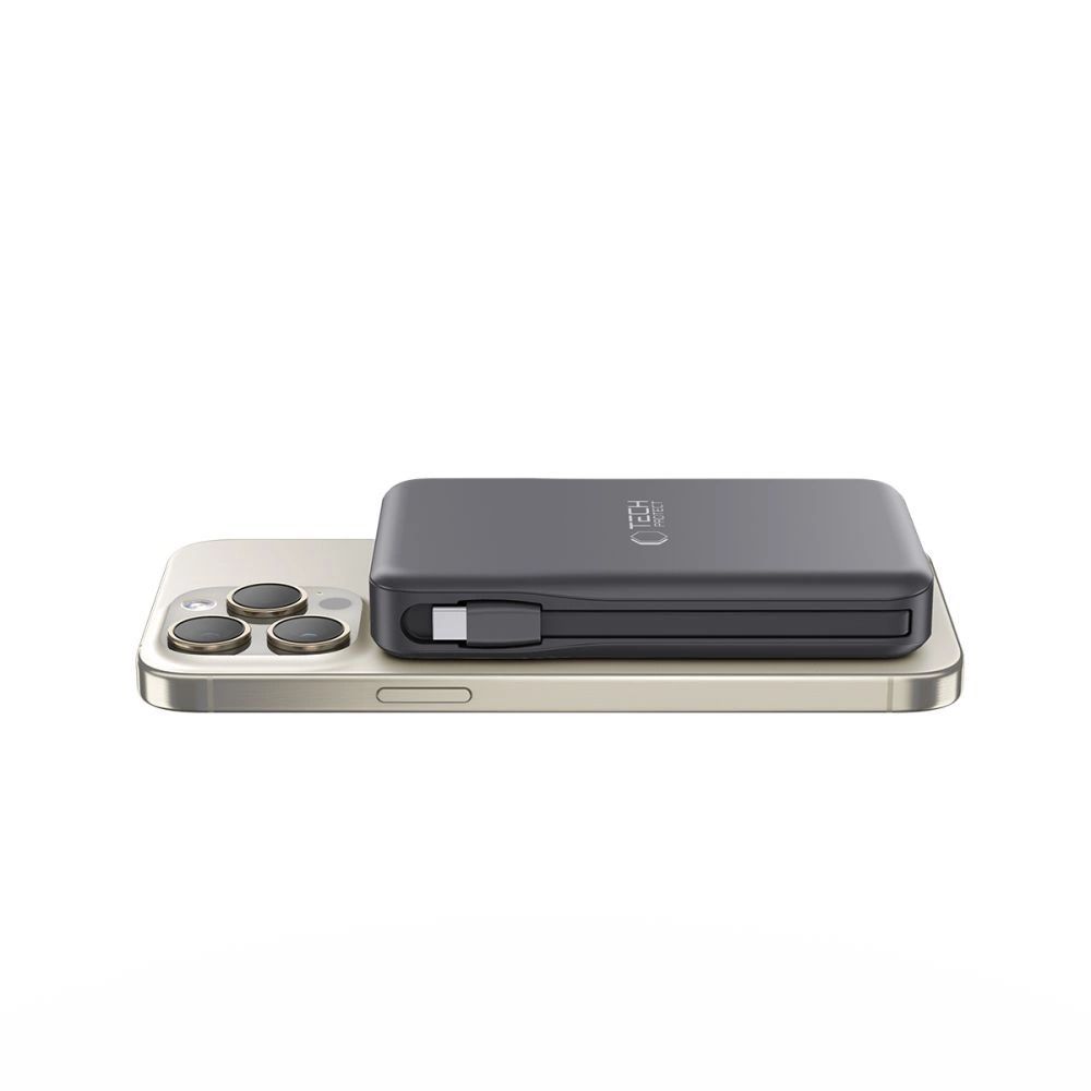 Tech-Protect LifeMag PB31 Powerbank MagSafe kompatibilis 10000mAh 15W USB-C / USB-A / beépített USB-C / Lightning kábelek - fekete-8