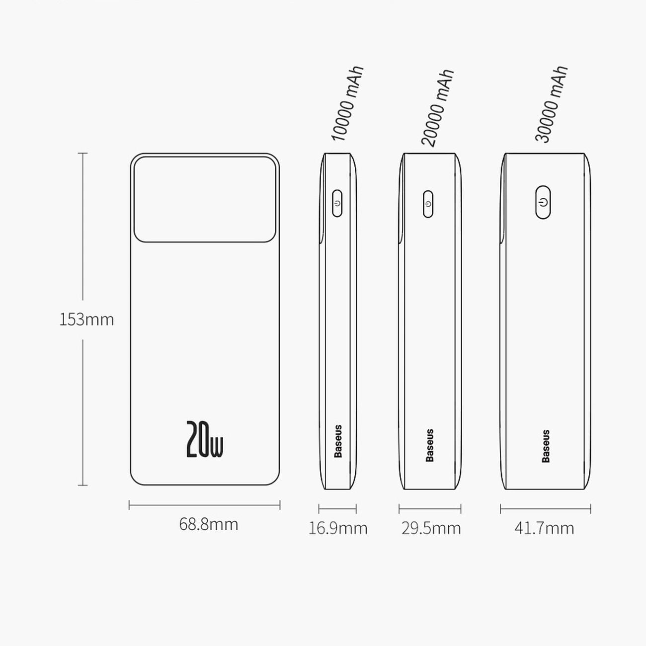 Baseus Bipow gyors töltésű power bank 10000mAh 20W fehér (Overseas Edition) + USB-A - Micro USB kábel 0.25m fehér (PPBD050502)-2