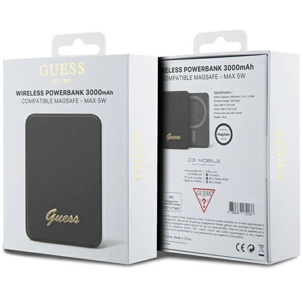Guess MagSafe Metal Script Logo induction powerbank 5W 3000mAh - fekete-4