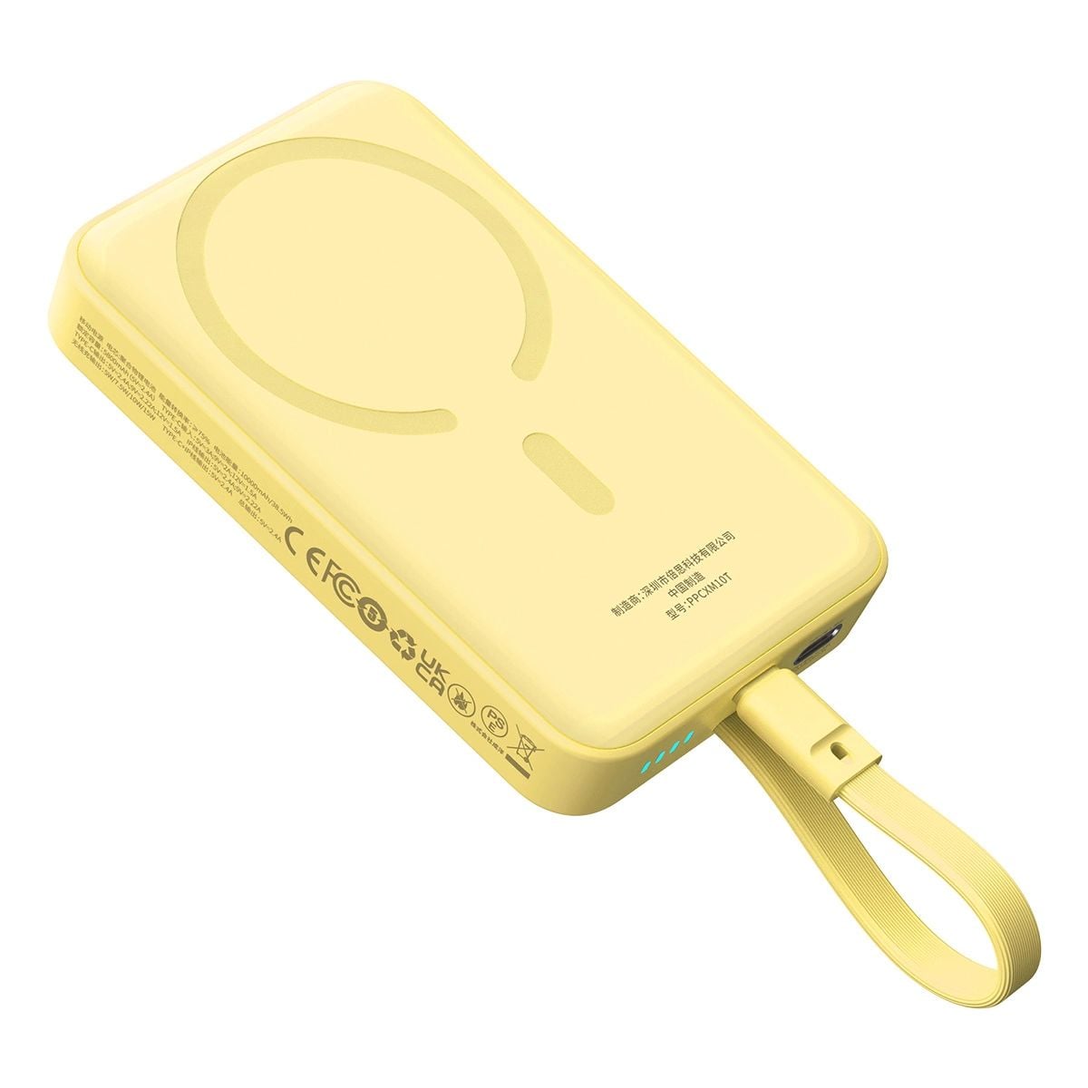 Baseus Magnetic Mini MagSafe 10000mAh 30W powerbank beépített USB-C kábellel - sárga + Baseus Simple Series USB-C - USB-C 60W 0.3m kábel-0