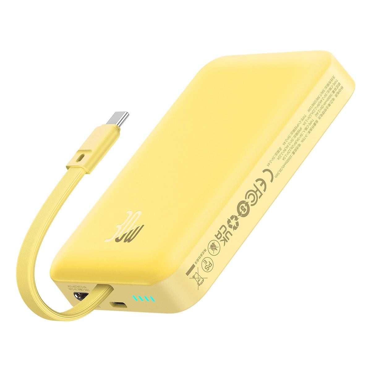 Baseus Magnetic Mini MagSafe 10000mAh 30W powerbank beépített USB-C kábellel - sárga + Baseus Simple Series USB-C - USB-C 60W 0.3m kábel-5