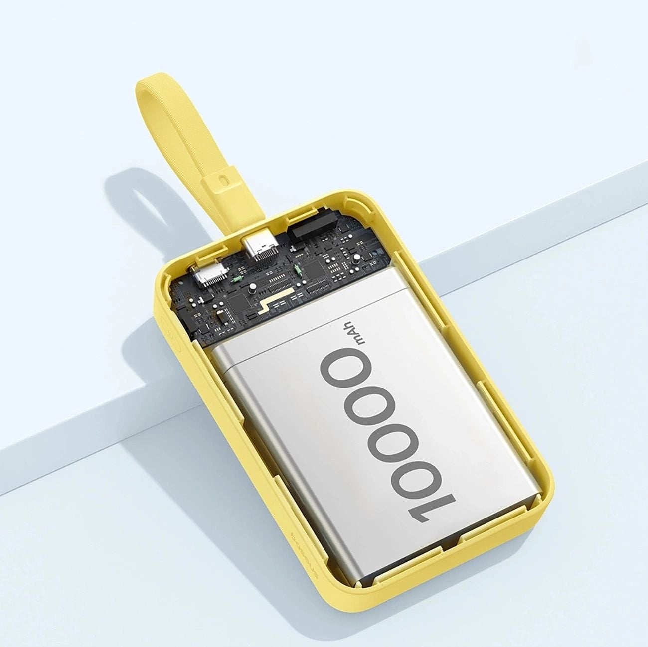 Baseus Magnetic Mini MagSafe 10000mAh 30W powerbank beépített USB-C kábellel - sárga + Baseus Simple Series USB-C - USB-C 60W 0.3m kábel-11