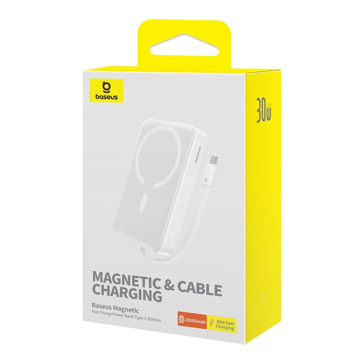 Baseus Magnetic Mini MagSafe 10000mAh 30W powerbank with built-in USB-C cable - white + Baseus Simple Series USB-C - USB-C 60W 0.3m cable-8