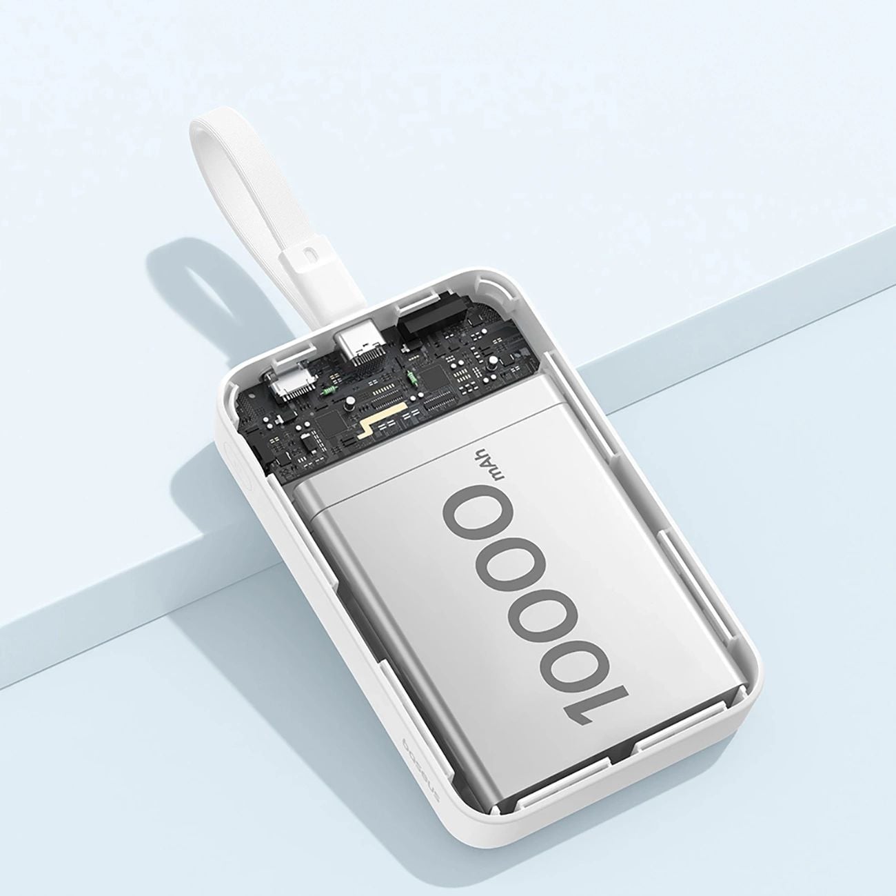 Baseus Magnetic Mini MagSafe 10000mAh 30W powerbank with built-in USB-C cable - white + Baseus Simple Series USB-C - USB-C 60W 0.3m cable-12