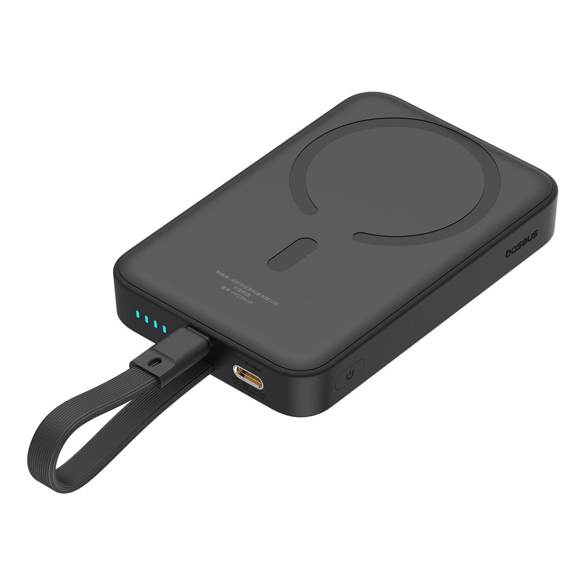 Baseus Magnetic Mini MagSafe 10000mAh 20W powerbank beépített Lightning kábellel - fekete + Baseus Simple Series USB-C - USB-C 60W 0.3m kábel-0