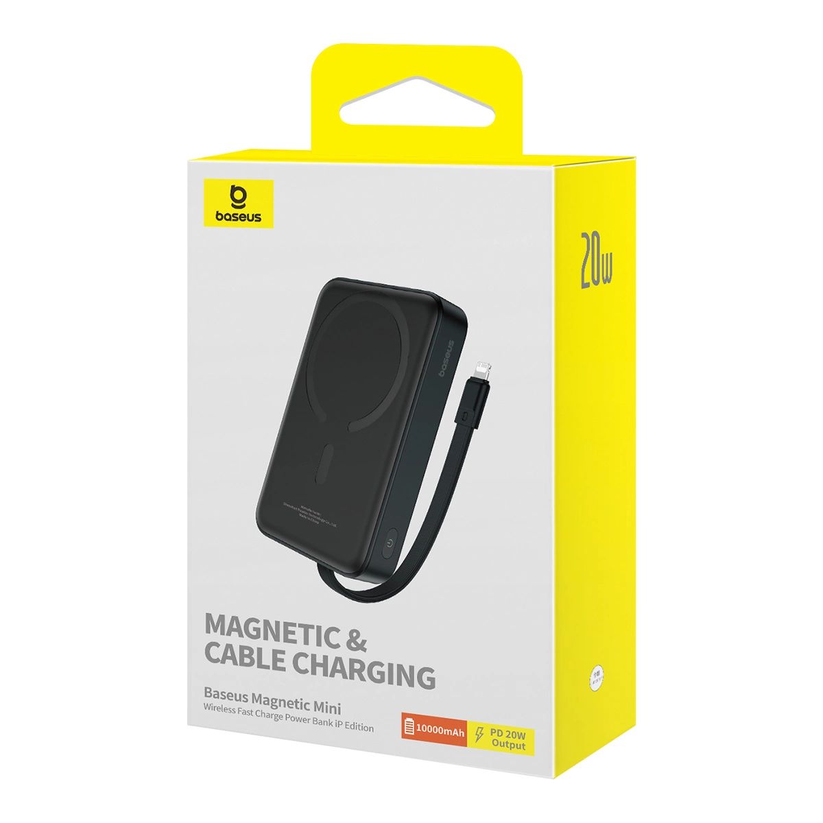 Baseus Magnetic Mini MagSafe 10000mAh 20W powerbank beépített Lightning kábellel - fekete + Baseus Simple Series USB-C - USB-C 60W 0.3m kábel-8