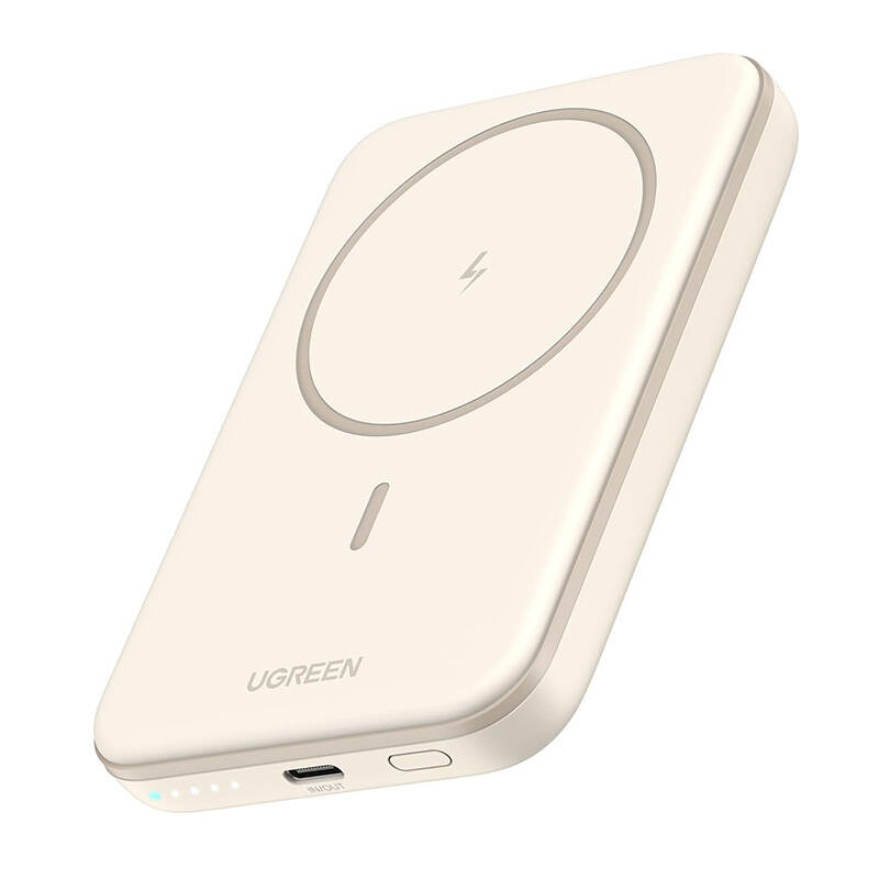 Magnetic Powerbank 5000mAh Ugreen PB560, USB-C, 15W (beige)-0