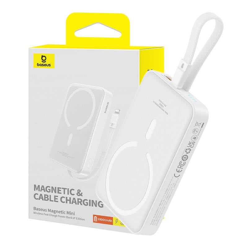 Baseus Mágneses Mini Powerbank, 10000mAh, Lightning, 20W, MagSafe (fehér)-0