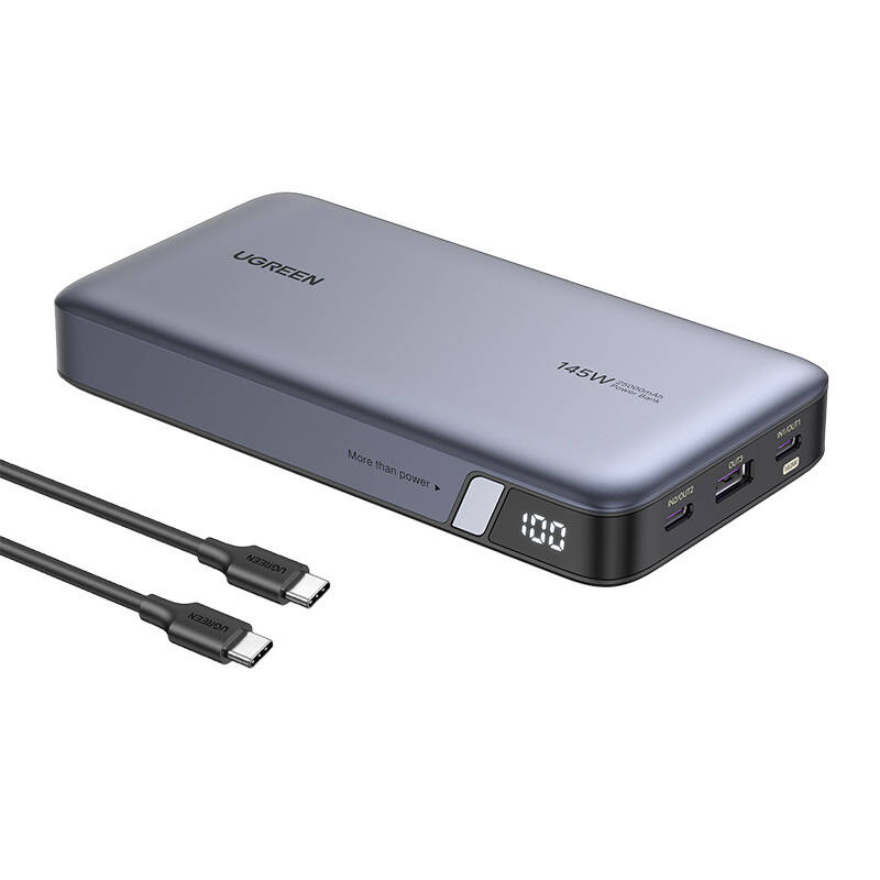 Powerbank 25000mAh Ugreen PB205, USB + 2x USB-C, 145W PD (szürke)-1