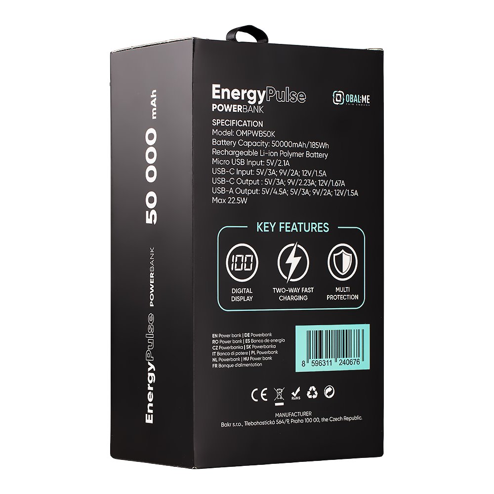 50000mAh OBAL:ME EnergyPulse Powerbank 22.5W Fekete-7