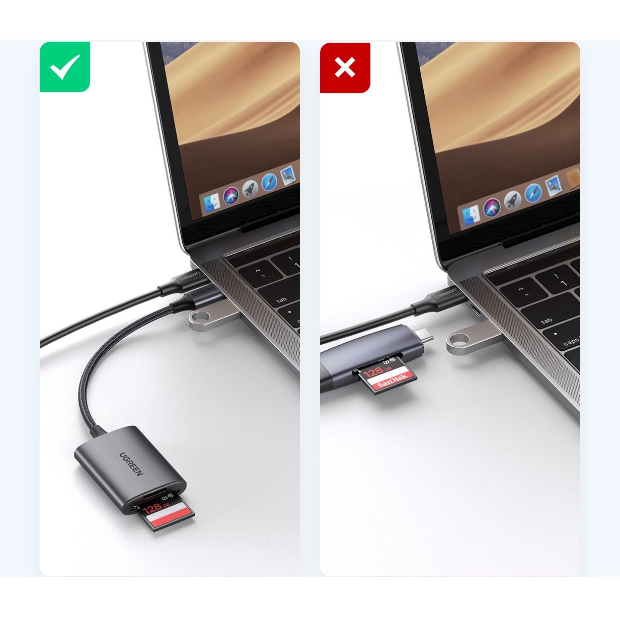 Ugreen CM401 USB C 5Gb/s SD/TF kártyaolvasó - szürke-1