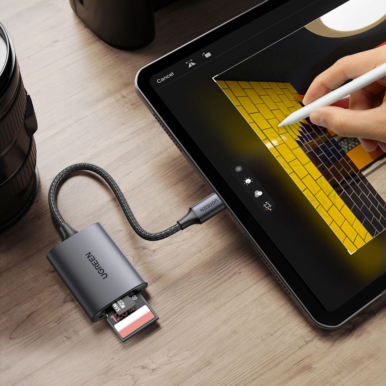 Ugreen CM401 USB C 5Gb/s SD/TF kártyaolvasó - szürke-3