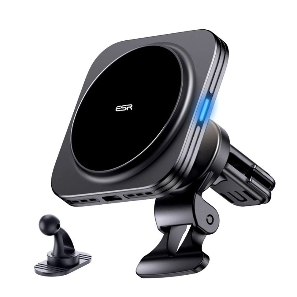 ESR Halolock Magnetic QI2 autós telefontartó MagSafe 15W induktív töltővel a légbeömlőhöz - fekete-0
