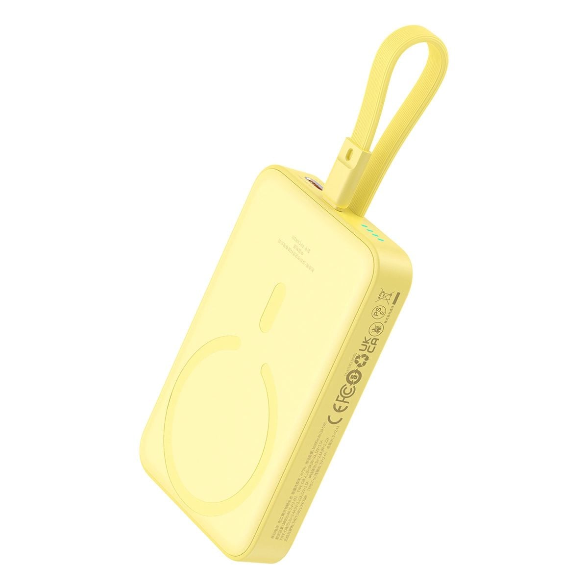 Baseus Magnetic Mini MagSafe 10000mAh 20W powerbank beépített Lightning kábellel - sárga + Baseus Simple Series USB-C - USB-C 60W 0.3m kábel-0