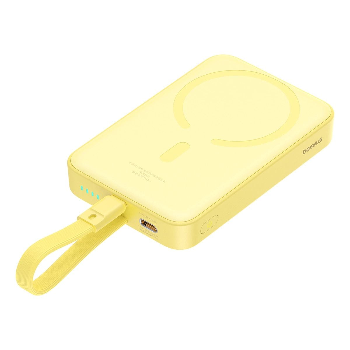 Baseus Magnetic Mini MagSafe 10000mAh 20W powerbank beépített Lightning kábellel - sárga + Baseus Simple Series USB-C - USB-C 60W 0.3m kábel-10
