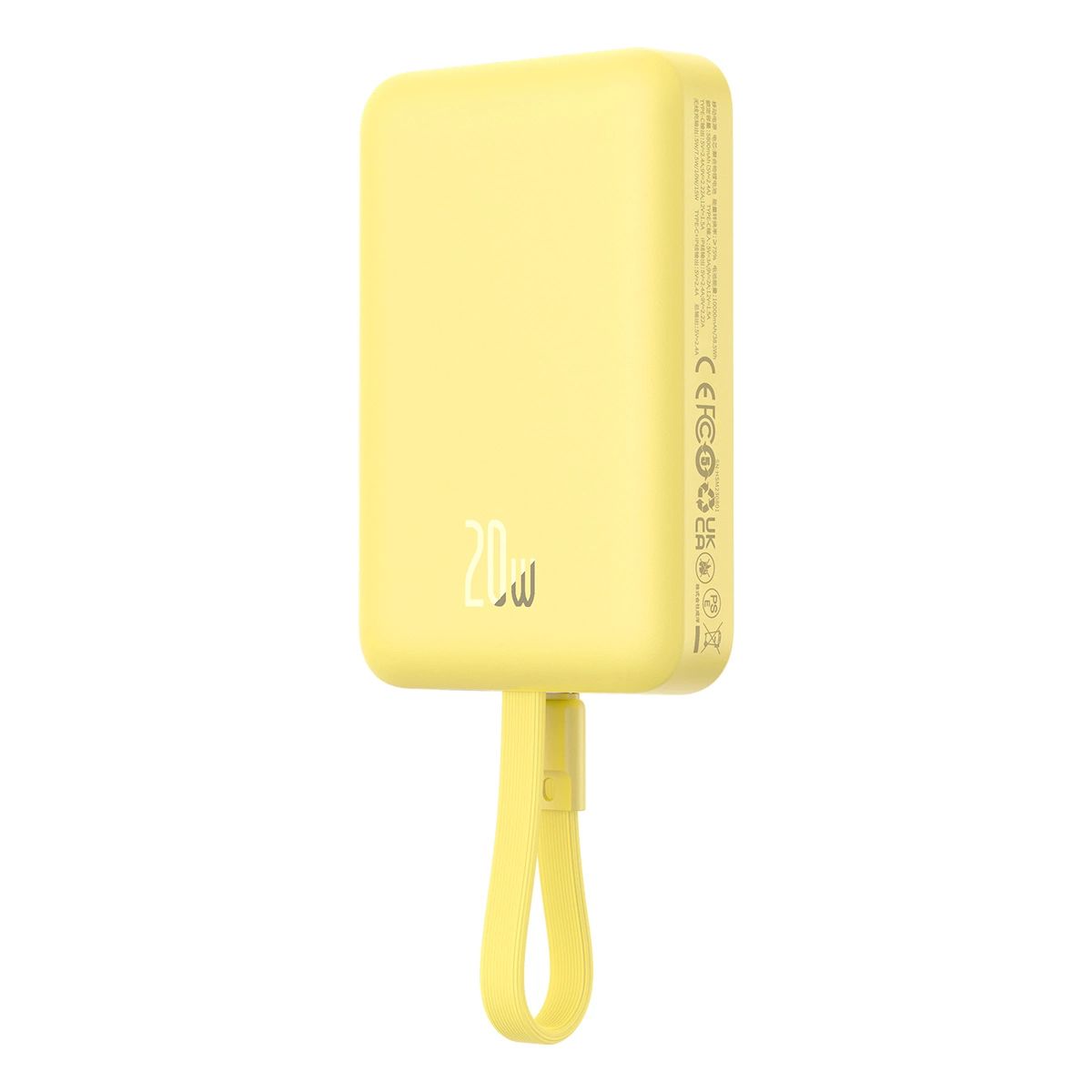 Baseus Magnetic Mini MagSafe 10000mAh 20W powerbank beépített Lightning kábellel - sárga + Baseus Simple Series USB-C - USB-C 60W 0.3m kábel-9