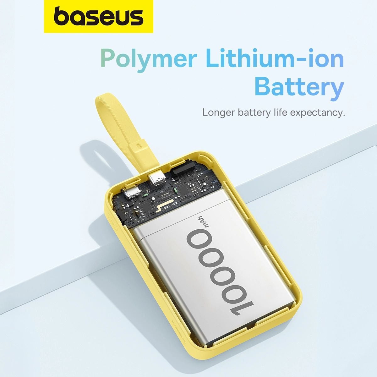 Baseus Magnetic Mini MagSafe 10000mAh 20W powerbank beépített Lightning kábellel - sárga + Baseus Simple Series USB-C - USB-C 60W 0.3m kábel-12