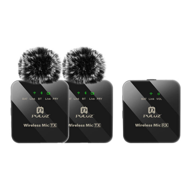 PULUZ vezeték nélküli mikrofon (2 adó + 1 vevő) 3.5mm jack csatlakozással (PU3154B)-8