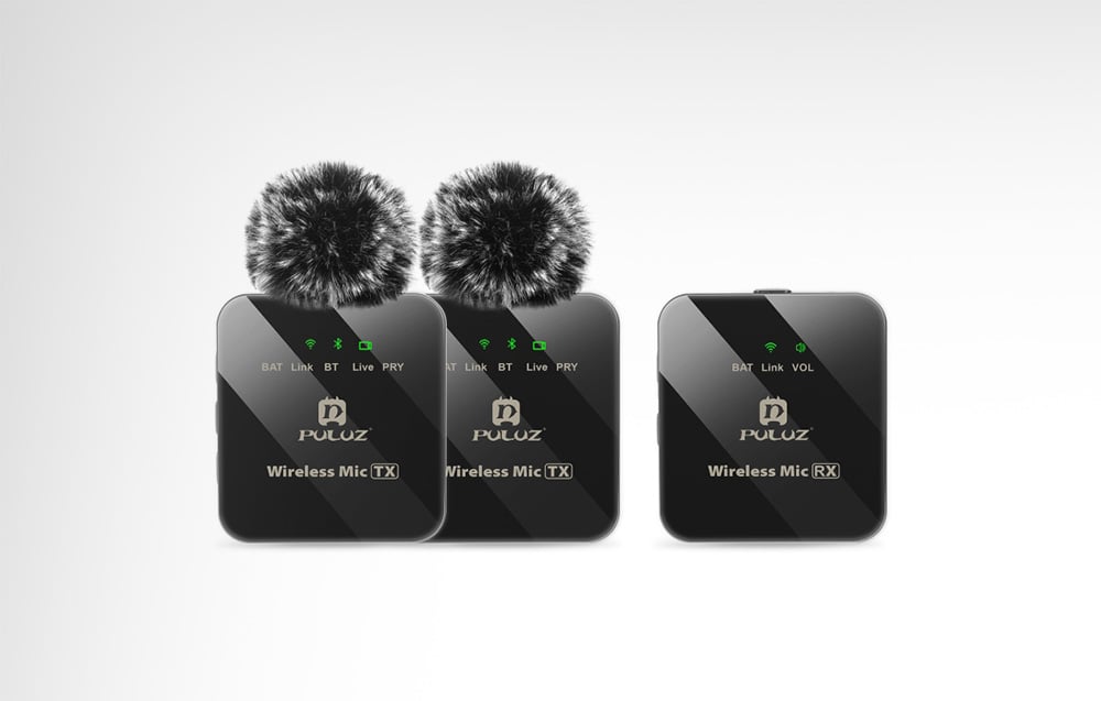 PULUZ vezeték nélküli mikrofon (2 adó + 1 vevő) 3.5mm jack csatlakozással (PU3154B)-4