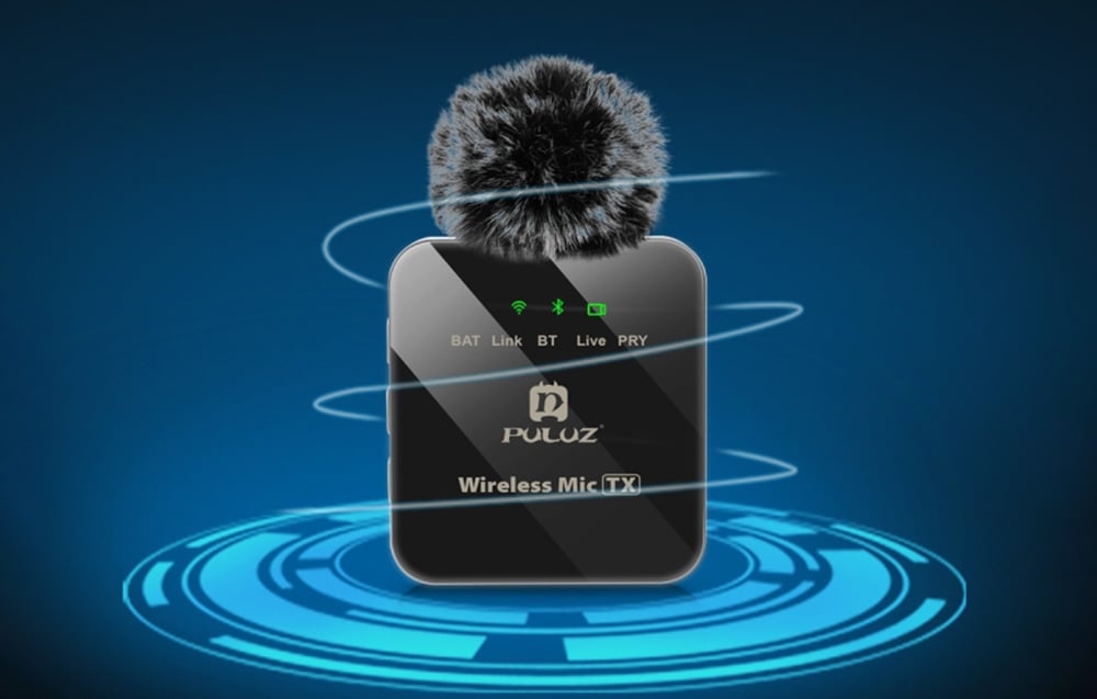 PULUZ vezeték nélküli mikrofon (2 adó + 1 vevő) 3.5mm jack csatlakozással (PU3154B)-1