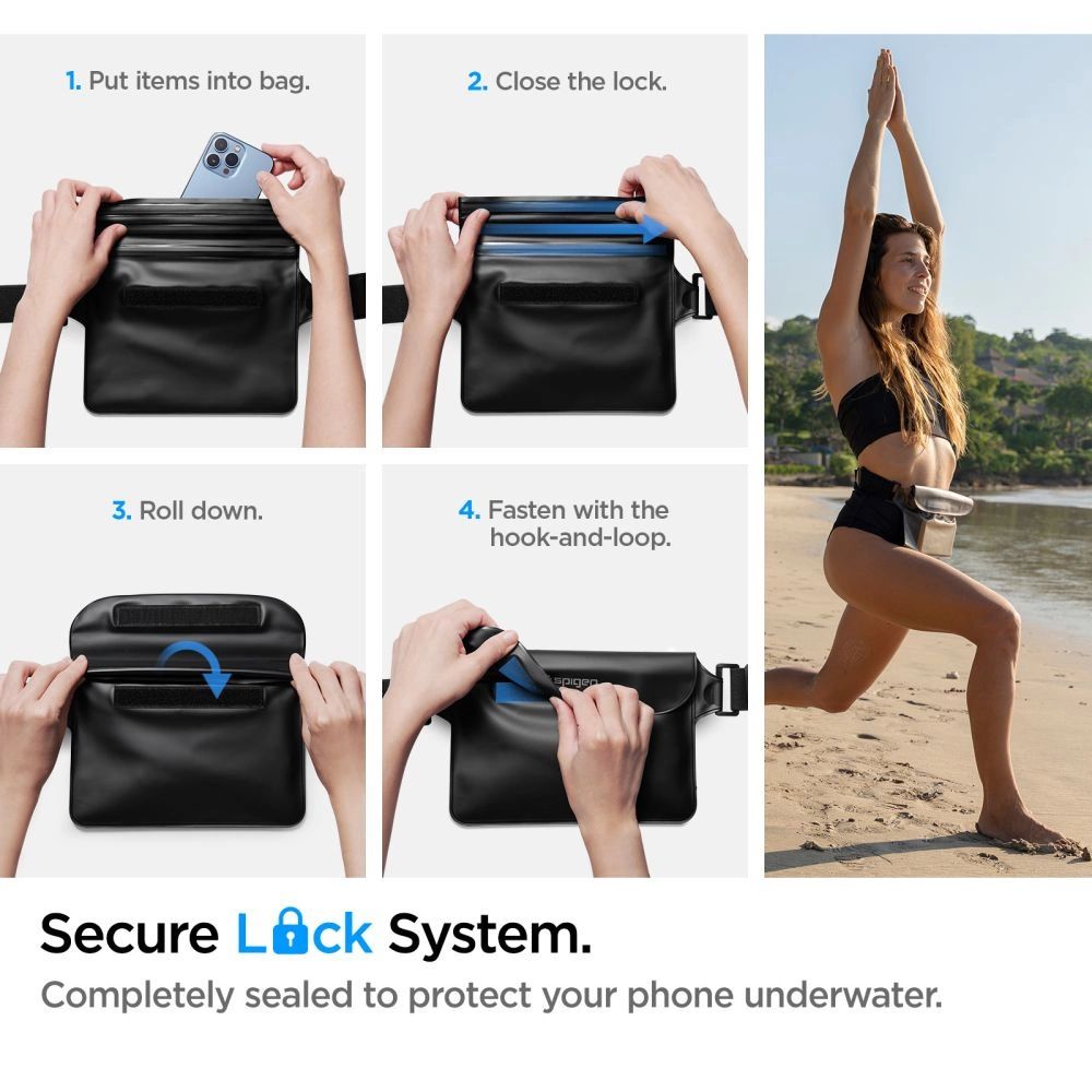 Spigen Aqua Shield A620 vízálló övtáska IPX8 - fekete, 2 db.-12