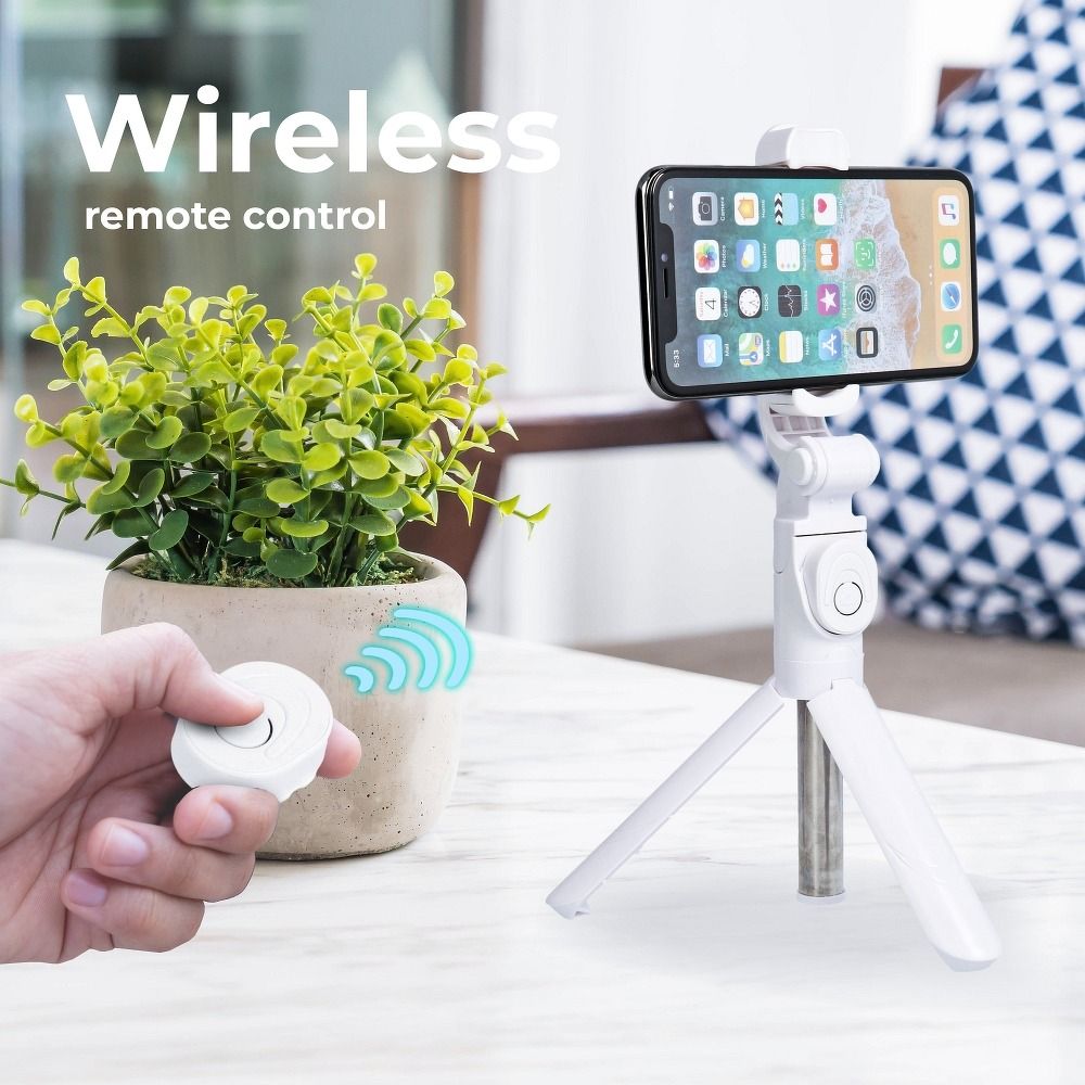 Combo selfie bot állvánnyal és Bluetooth távvezérlővel fehér SSTR-12-1