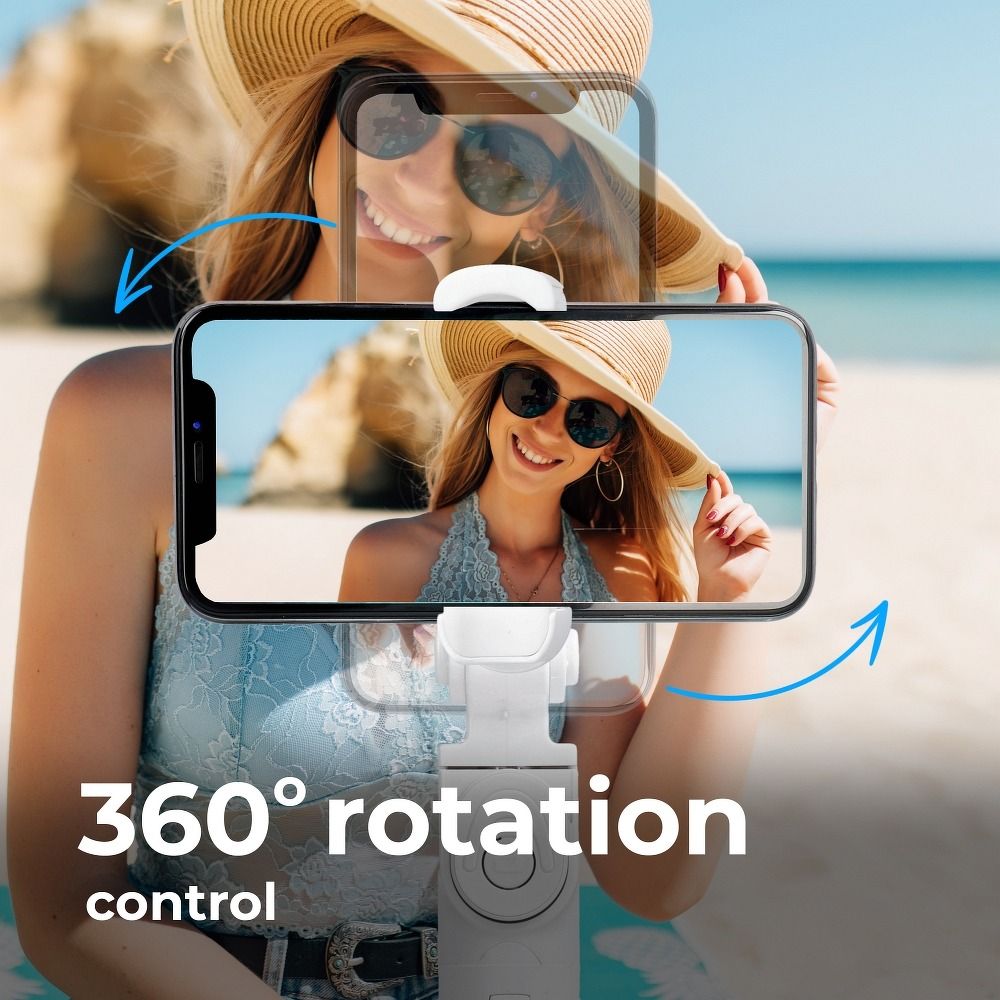 Combo selfie bot állvánnyal és Bluetooth távvezérlővel fehér SSTR-12-2