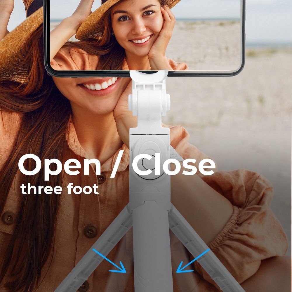 Combo selfie bot állvánnyal és Bluetooth távvezérlővel fehér SSTR-12-3