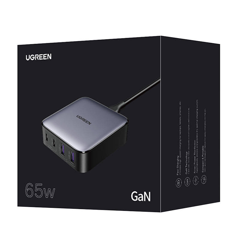 UGREEN CD327 Nexode Töltő, 2x USB-C, 2x USB-A, GaN, 65 W (Szürke)-1