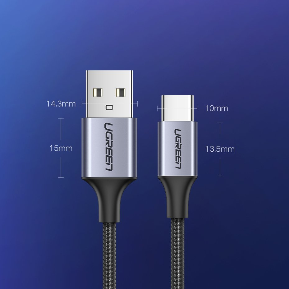 Ugreen US288 USB-A - USB-C QC 3.0 3A 2m kábel, szürke-10