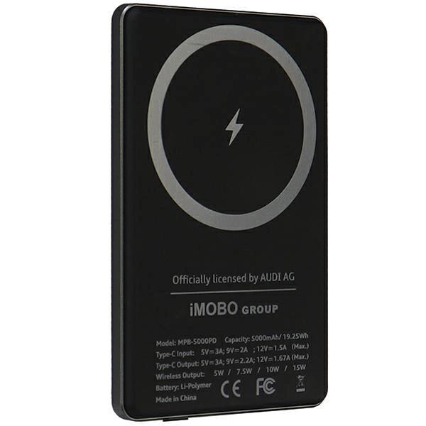 Powerbank Audi Big Logo MagSafe induktív 15W 5000mAh - szürke-3