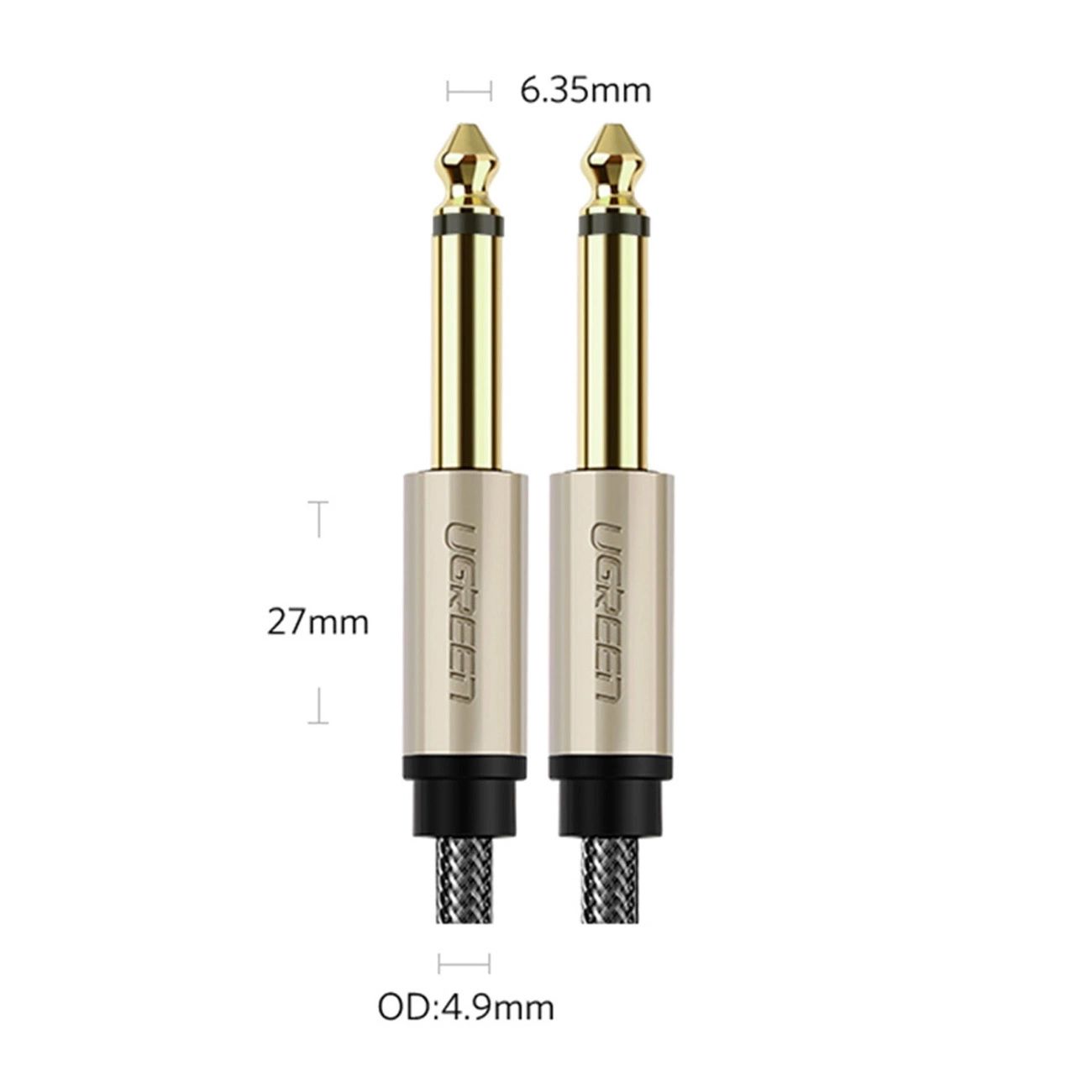 Ugreen AV128 10638 mono TS kábel 6,35 mm jack / 6,35 mm jack 2 m - szürke-4