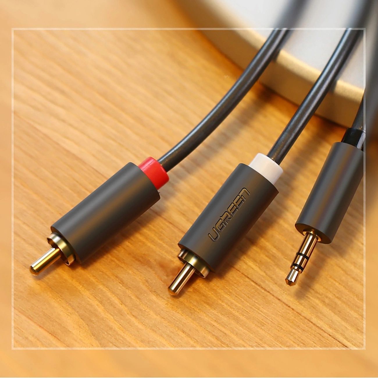Ugreen AV102 10512 kábel 3.5 mm mini jack (hím) / 2RCA (hím) 3m - szürke-10