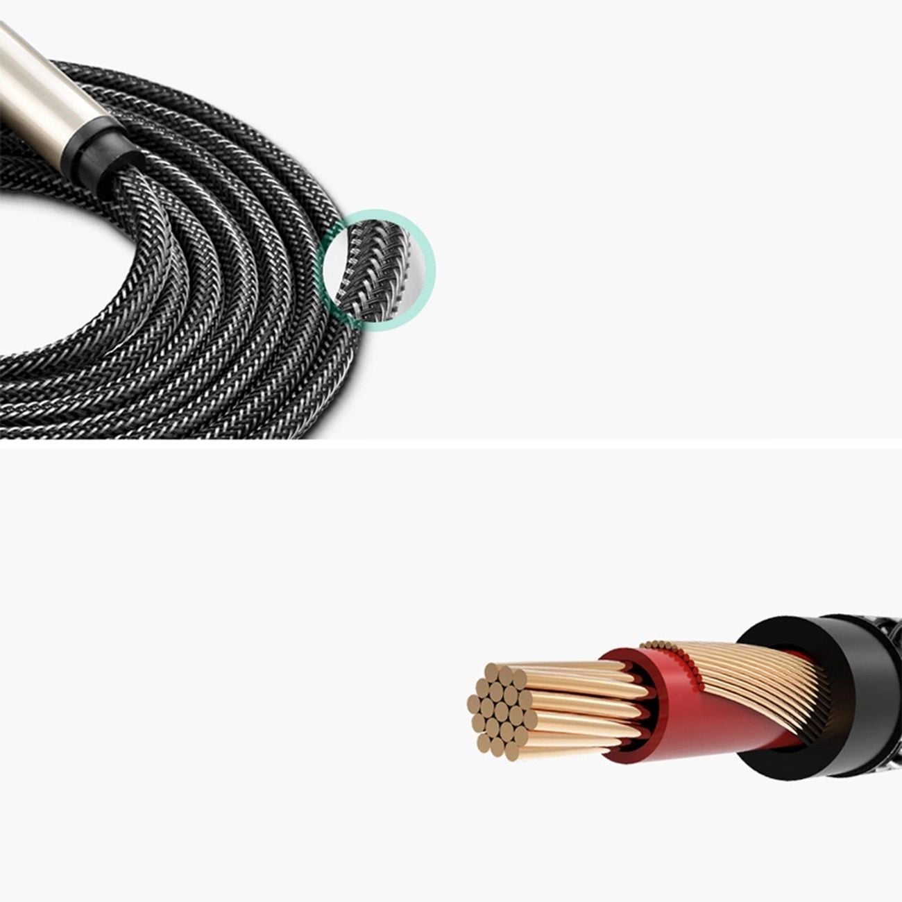 Ugreen AV128 10639 mono TS kábel 6.35mm jack / 6.35mm jack 3m - szürke-5