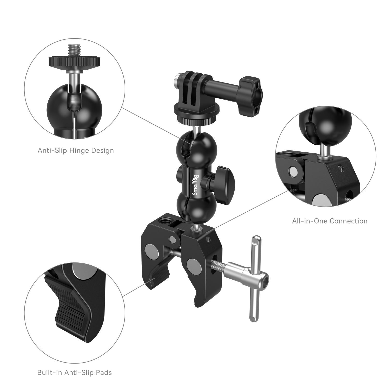 SmallRig multifunkciós rögzítő satu és gömbfejes Magic Arm akciókamera adapterrel (1138B)-3