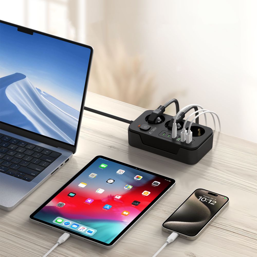 Tech-protect Pc3x6 Hálózati Elosztó 3 Usb & 3 Type-c & 3 Aljzat 200cm Fekete-5