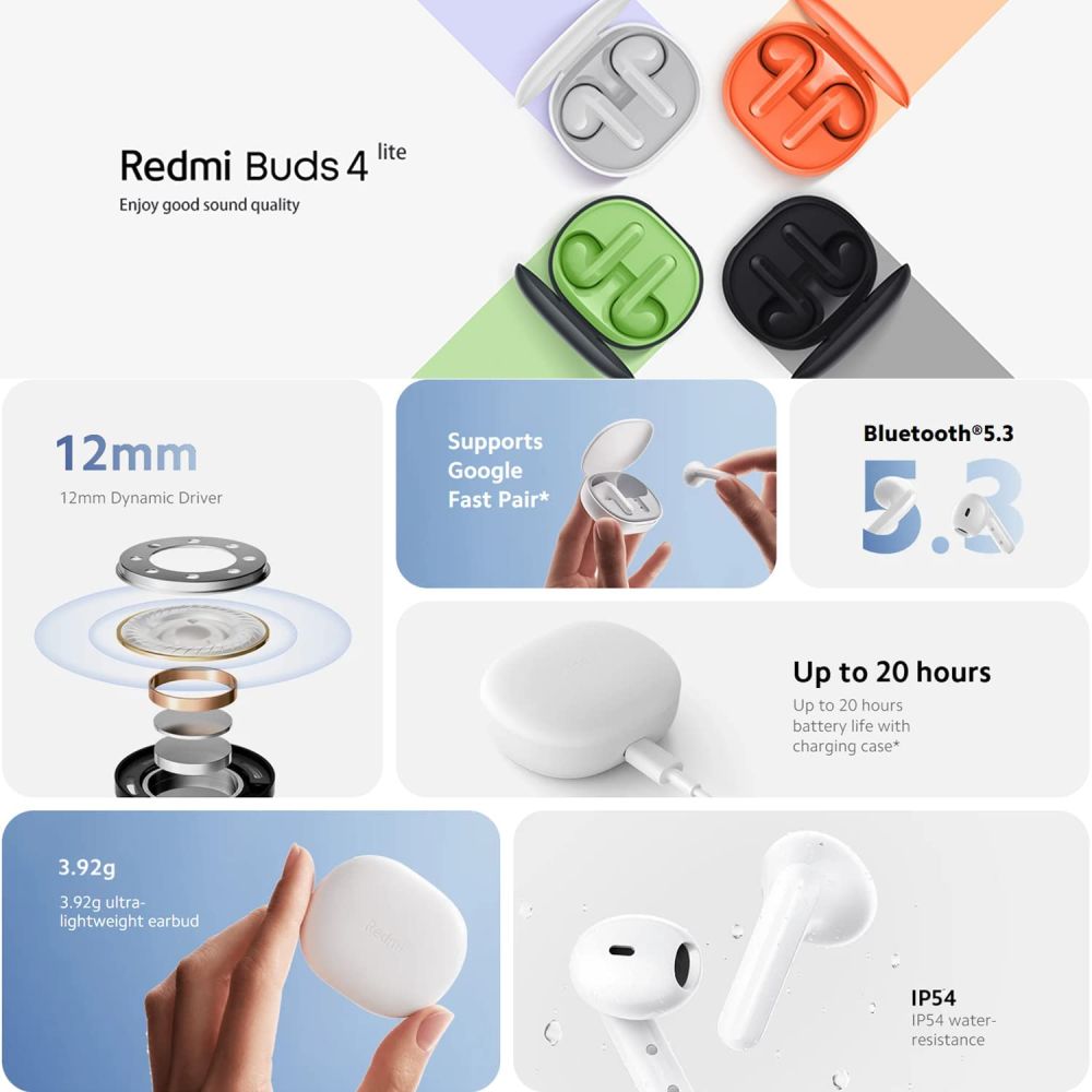 Xiaomi Redmi Buds 4 Lite Vezeték Nélküli Fülhallgató Fekete-5
