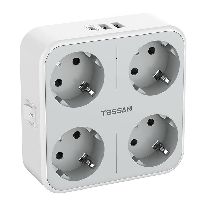 Tessan Wall Socket TS-302-DE-C hálózati elosztó USB porttal-0