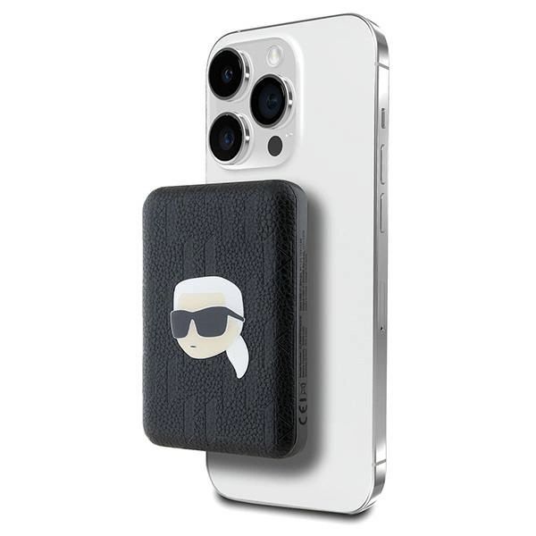  Karl Lagerfeld Powerbank inductive KLPB5FPGKSKIHK 16W 5000mAh fekete/fekete Karl Head Pin MagSafe-0