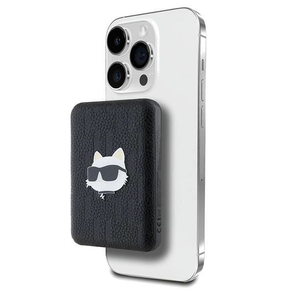 Karl Lagerfeld Powerbank inductive KLPB5FPGKSCHHK 16W 5000mAh fekete/fekete Choupette Head Pin MagSafe-0