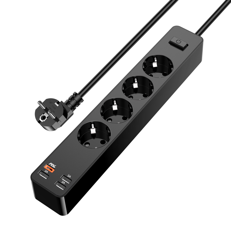 KAKU hálózati elosztó - 4 aljzat 230V + 3xUSB + Type C - fekete-3