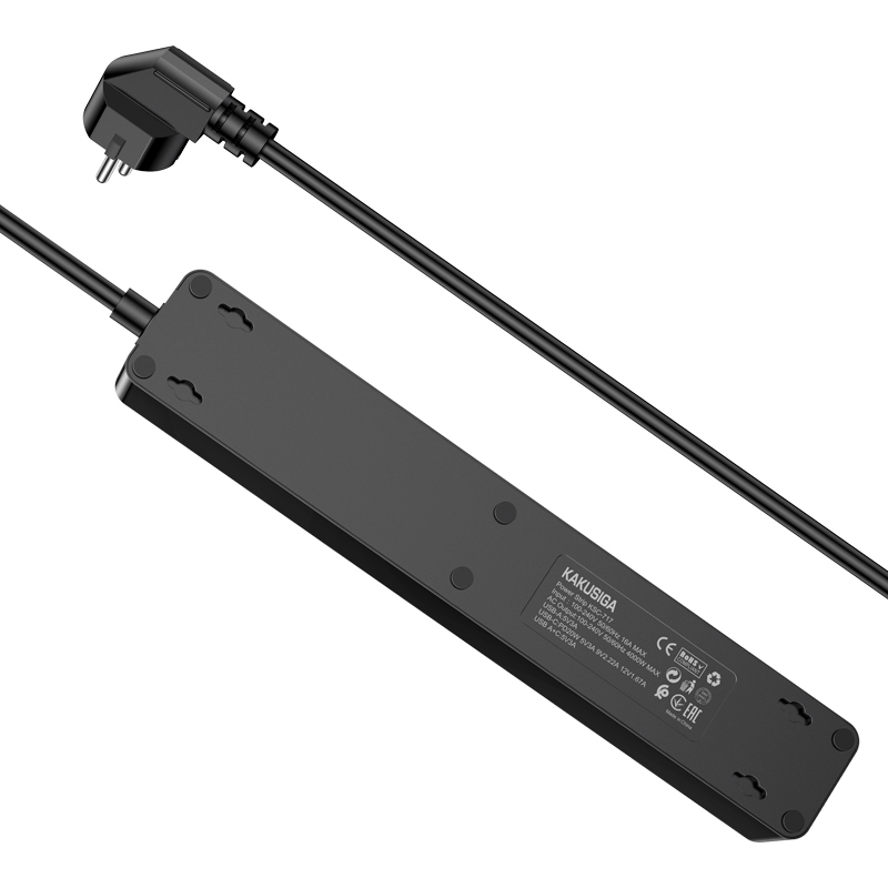 KAKU hálózati elosztó - 4 aljzat 230V + 3xUSB + Type C - fekete-4
