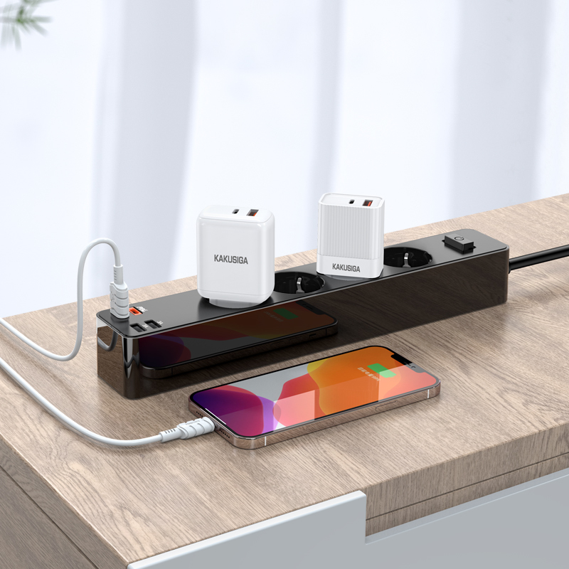KAKU hálózati elosztó - 4 aljzat 230V + 3xUSB + Type C - fekete-7