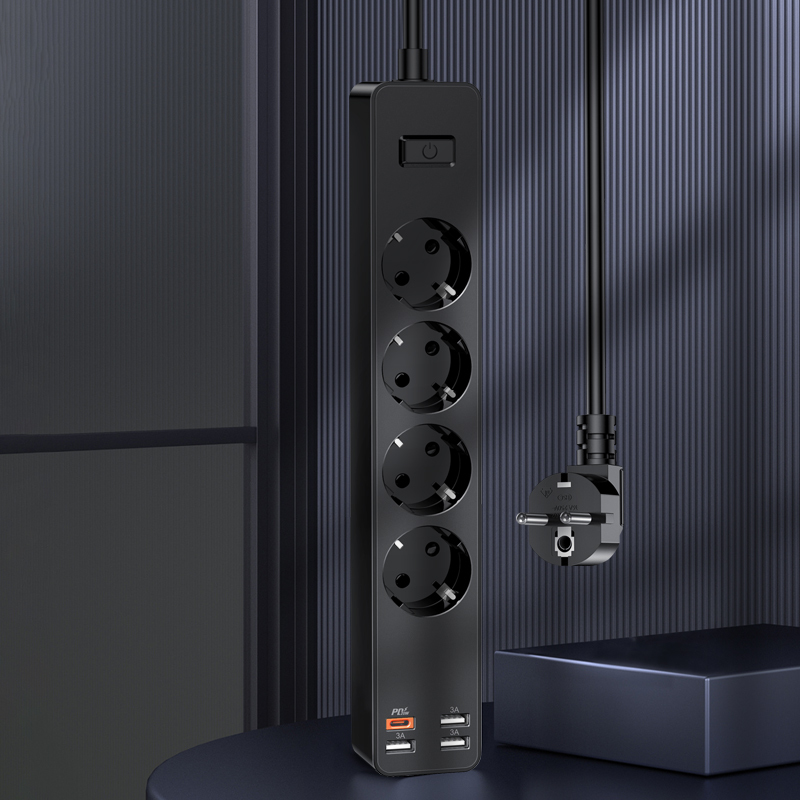 KAKU hálózati elosztó - 4 aljzat 230V + 3xUSB + Type C - fekete-8